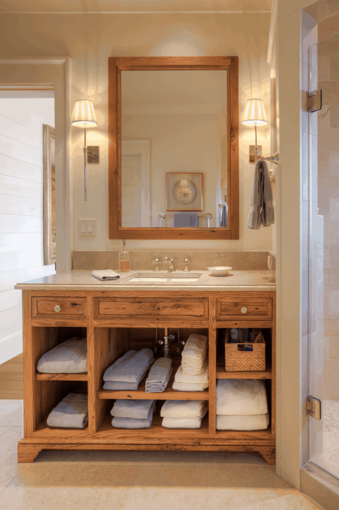 Bath towel cabinetry